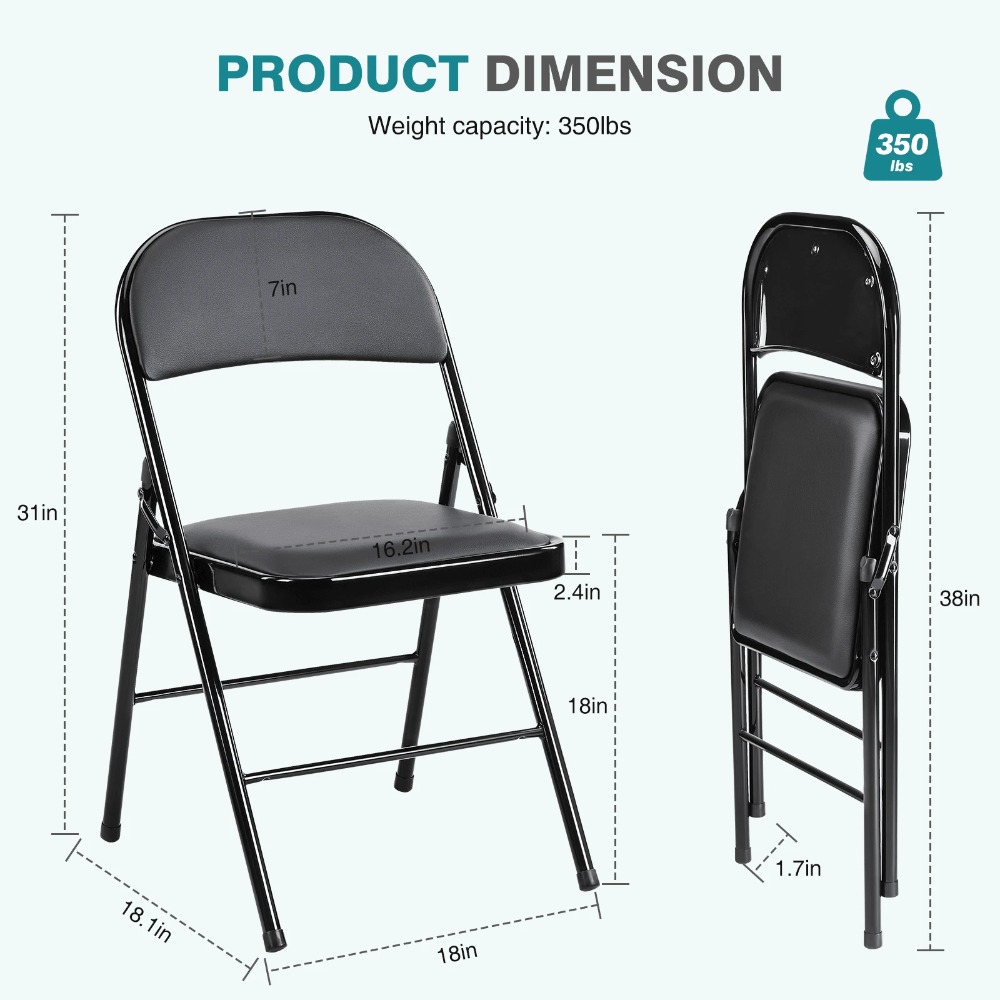 Folding Chair 4 Pack Leather P - Outdoor Indoor Camping recension och pris